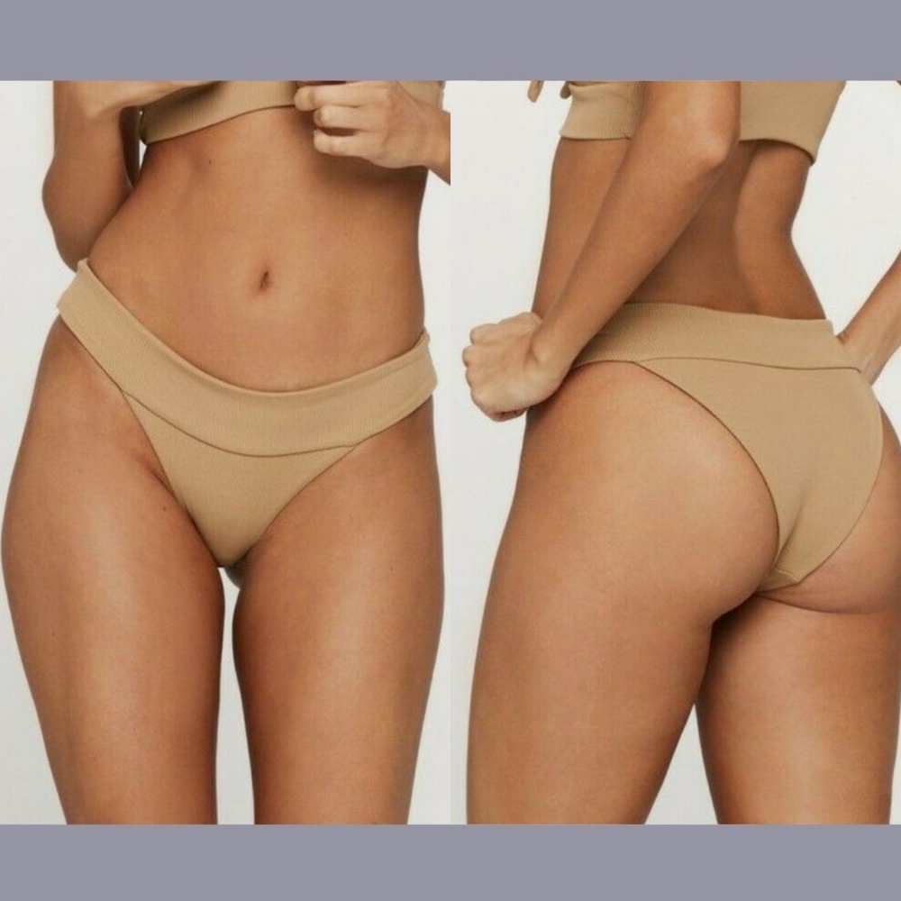 NEW L Space Veronica Ribbed Bikini Bottoms in Carmel [ Medium ]‎